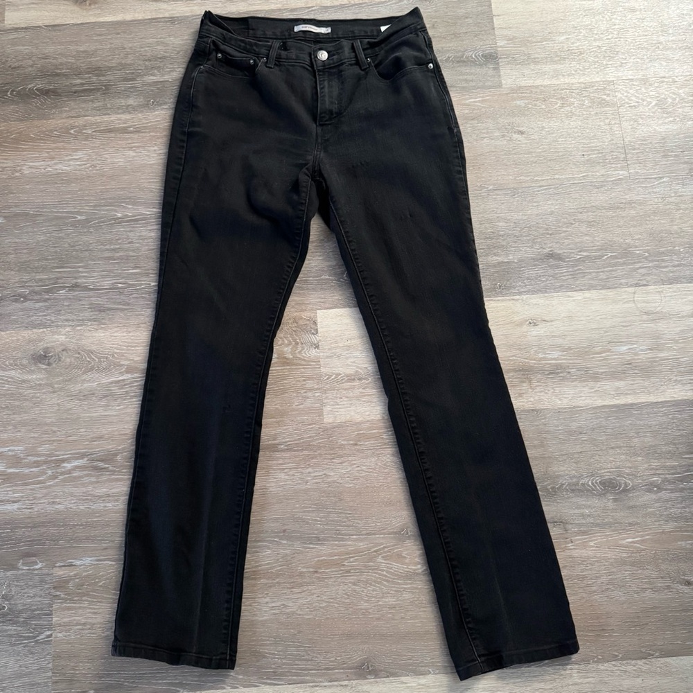 Levi’s 505 straight leg stretch black denim jeans size 6